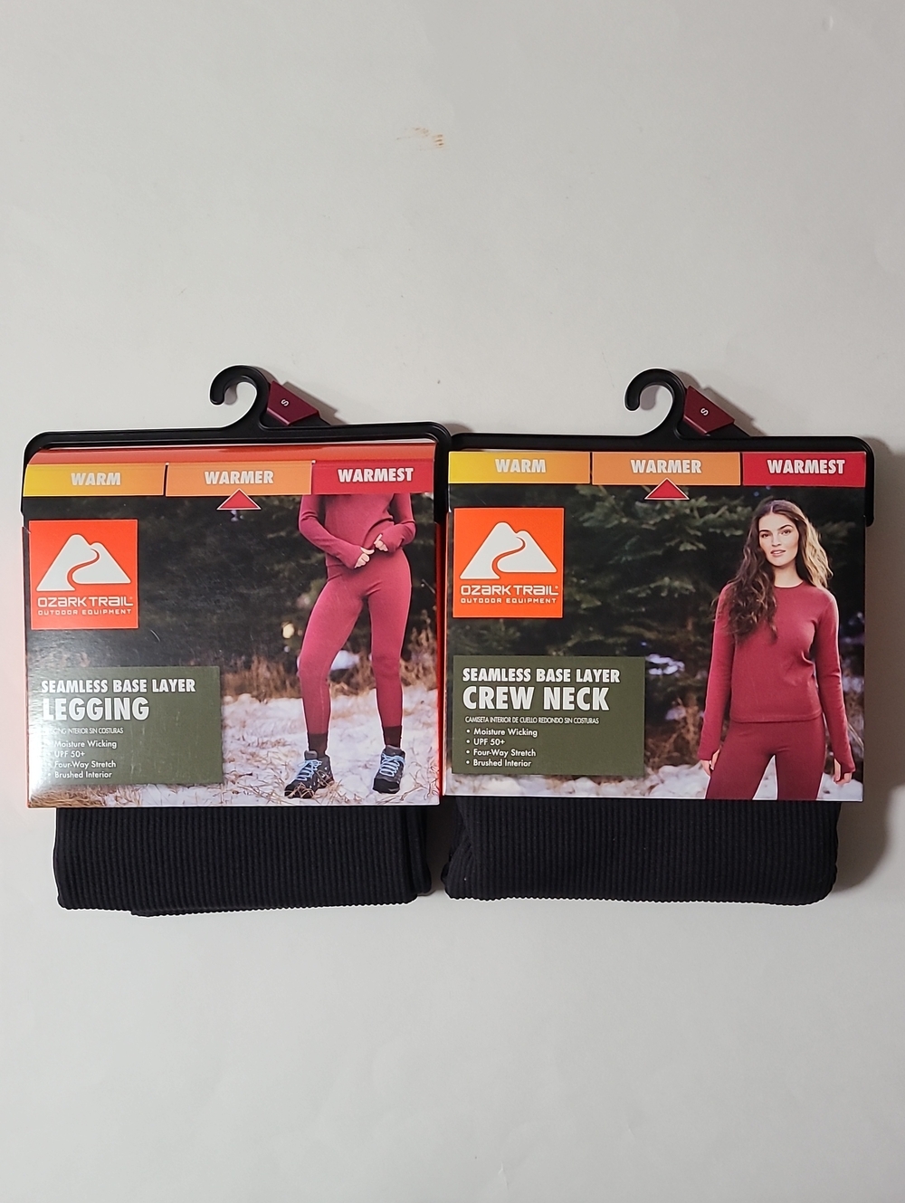 Ozark Trail Women's Seamless Base Layer Legging & Crew Neck Top, Black Small